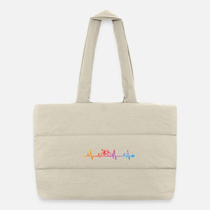 Cyclist in Heart Rhythm Gradient Puffer Shopping Bag