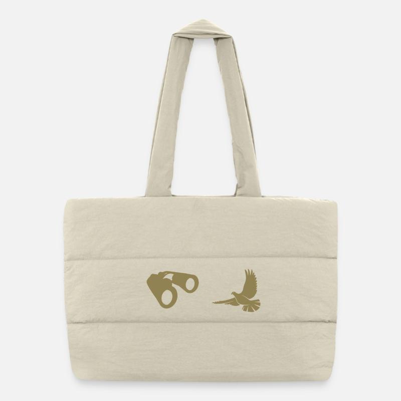 Minimalist Bird Watching Silhouette Puffer Shopping Bag