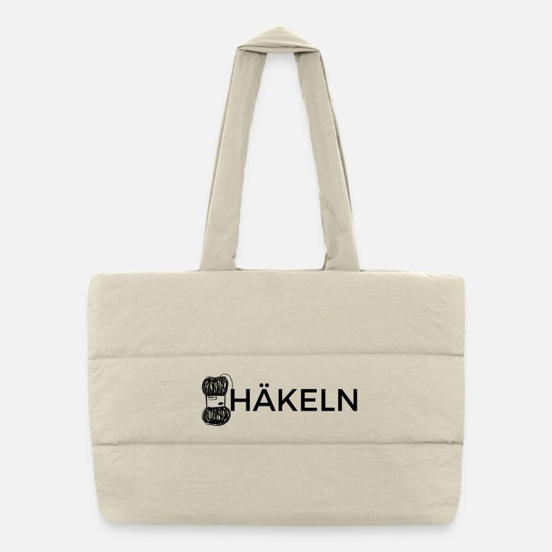 Häkeln - Schrift mit schöner Wollen Grafik Puffer-Einkaufstasche