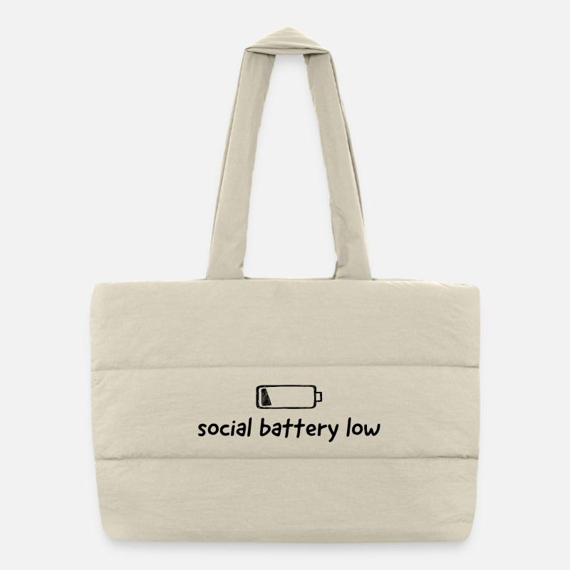 social battery low Puffer-Einkaufstasche