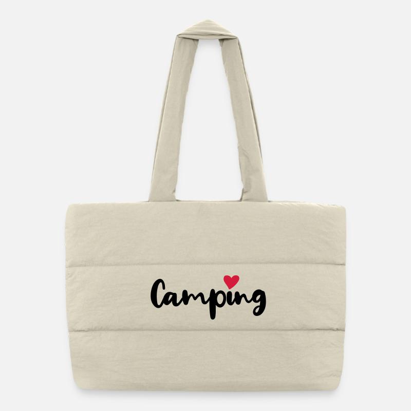 Camping Camper Herz Sommer Urlaub Wohnmobil Fan - Puffer-Einkaufstasche - Naturweiß