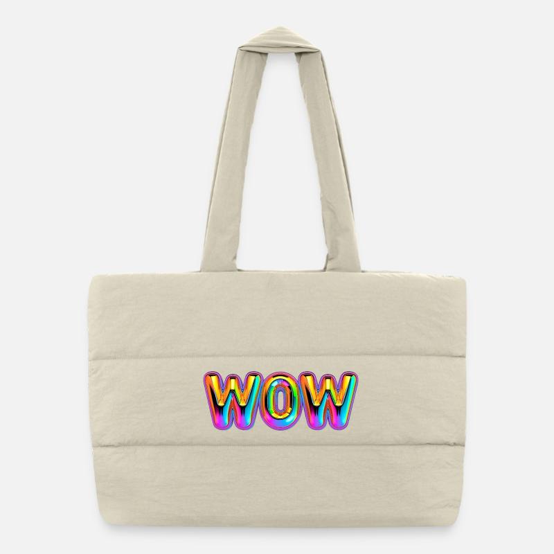 3D WOW Balloon Rainbow Shirt - Puffer Shopping Bag - natural