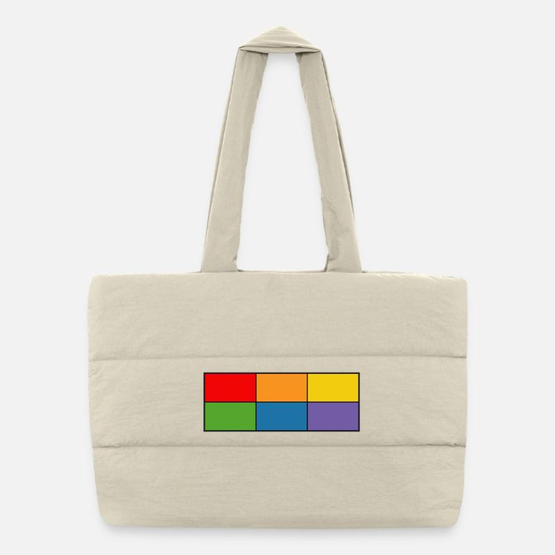 LGBT_Regenbogen_Farbblock grid - Puffer Shopping Bag - natural