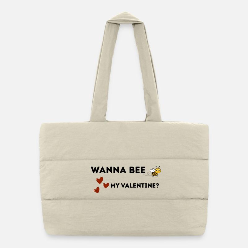 Wanna be my valentine? - Puffer-Einkaufstasche - Naturweiß