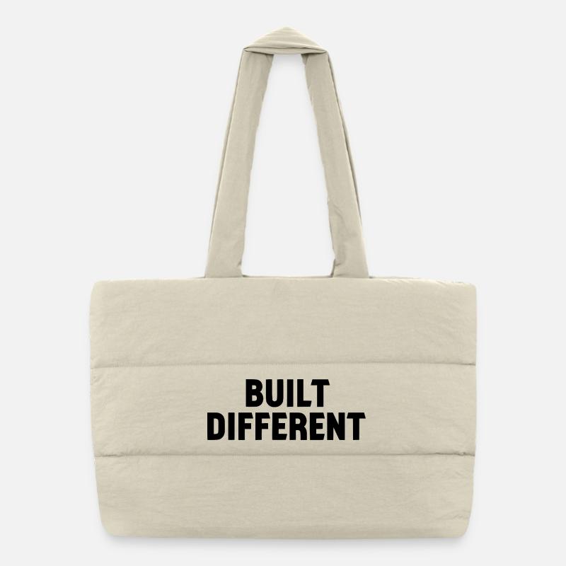 Built Different Statement Lettering Puffer Shopping Bag