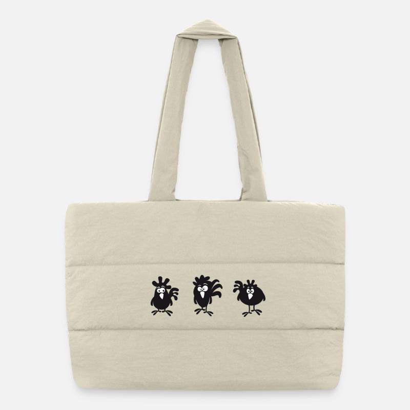 Fans de poulet - Coq - Coq - Poulet de soie - Bio Sac shopping matelassé