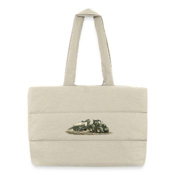Vintage tractor with slurry tanker agriculture - Puffer Shopping Bag - natural - Front