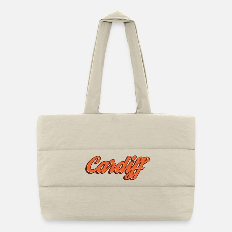 Cardiff Script Orange Puffer-Einkaufstasche