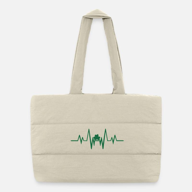 Battement de cœur avec trèfle Sac shopping matelassé