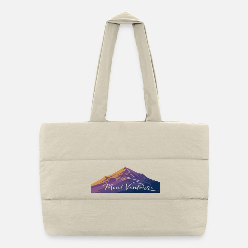 Vibrant Mountain Landscape Illustration Puffer Shopping Bag