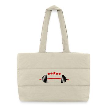 Poids et étoiles : Fitness Power Design - Sac shopping matelassé - blanc naturel - Devant