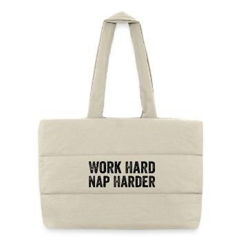 Work hard, Nap harder - Puffer Shopping Bag - natural - Front
