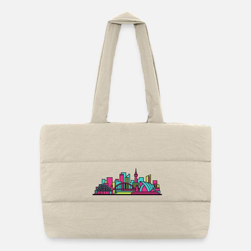Skyline de la ville de Newcastle Tyne Bridge Art moderne Sac shopping matelassé