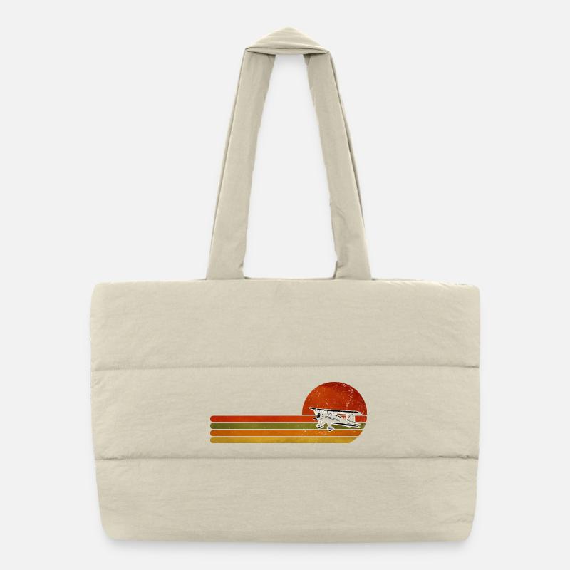 Retro Flugzeug Sunset Stripes Puffer-Einkaufstasche