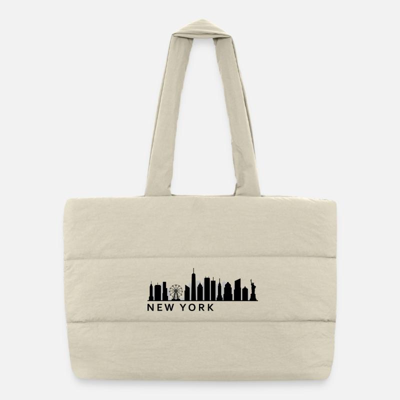 New Yorker Skyline - Puffer-Einkaufstasche - Naturweiß