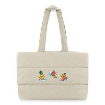 Ananas, Pastèque, Orange, Fruits, Surfer, Bath Fun - Sac shopping matelassé - blanc naturel - Devant