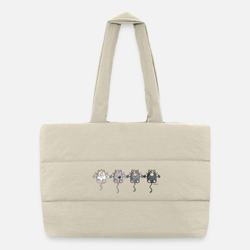 Mignon Chats - Sac shopping matelassé - blanc naturel