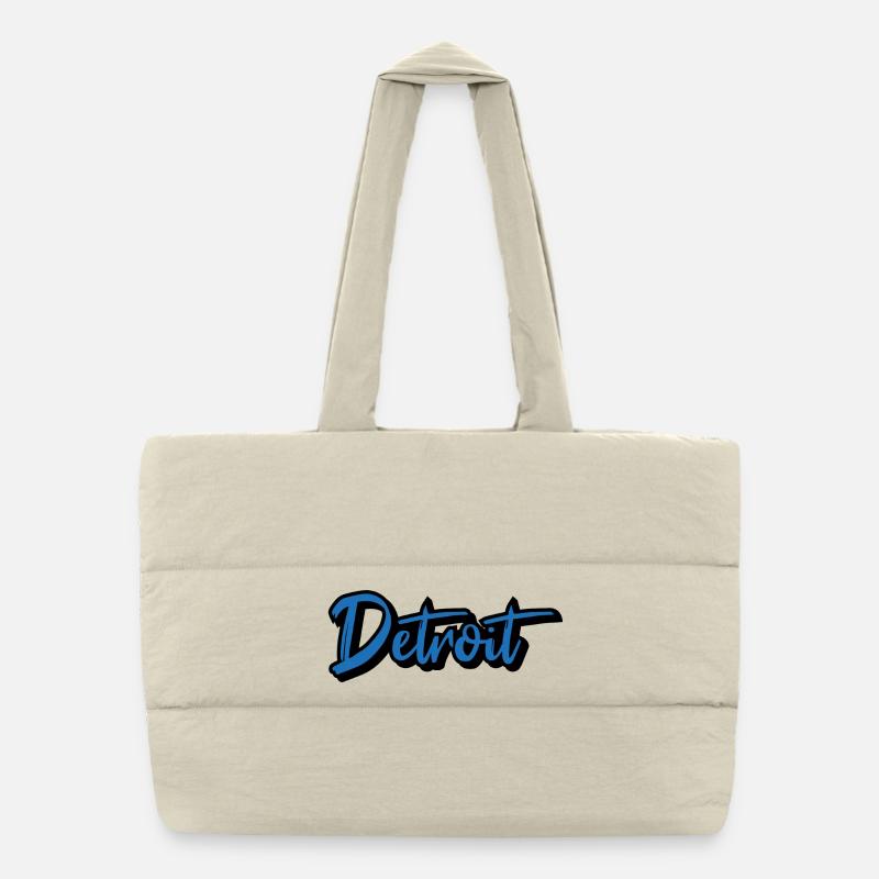 Detroit Script Blau Puffer-Einkaufstasche