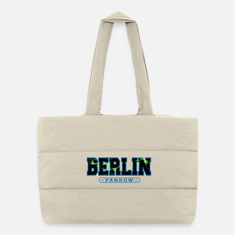 Berlin Pankow Neon-Graffiti Puffer-Einkaufstasche