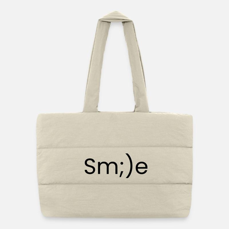 N’oubliez pas de sourire Sac shopping matelassé