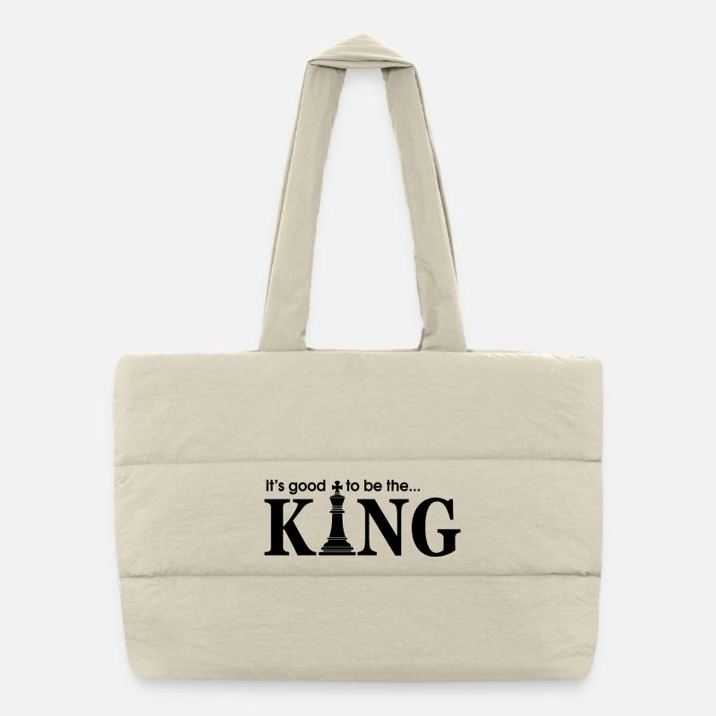 Game Chess Checkerboard King Quote Humor - Puffer Shopping Bag - natural