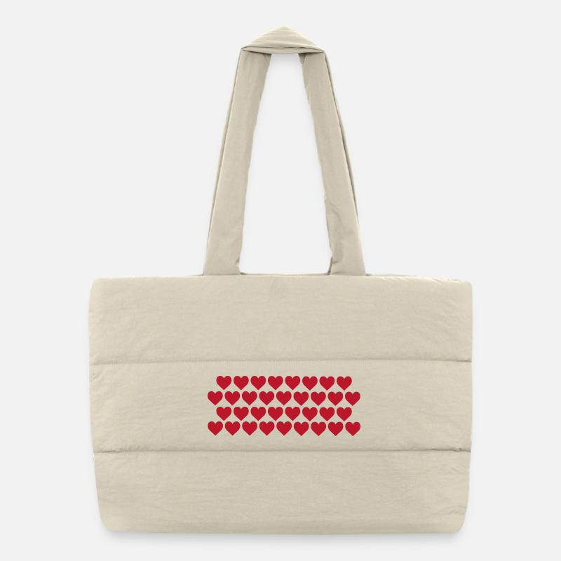 Red hearts Puffer Shopping Bag