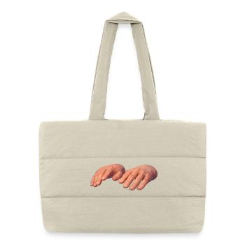 Hands in soft earth tones - Puffer Shopping Bag - natural - Front