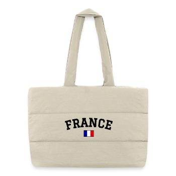 France Flagge Design Schwarz - Puffer-Einkaufstasche - Naturweiß - Vorne
