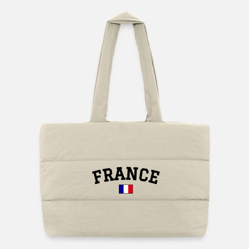 Drapeau français Noir Sac shopping matelassé