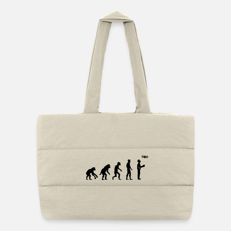 Drone Pilot Evolution Development Funny Design Puffer Shopping Bag