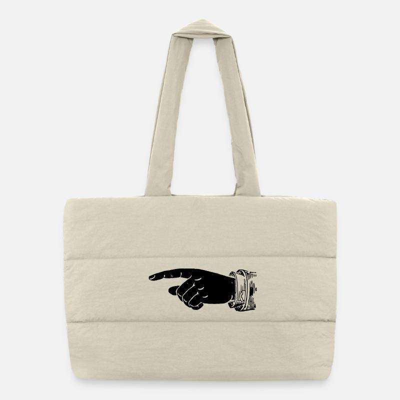 Main - Doigt pointé - Sac shopping matelassé - blanc naturel