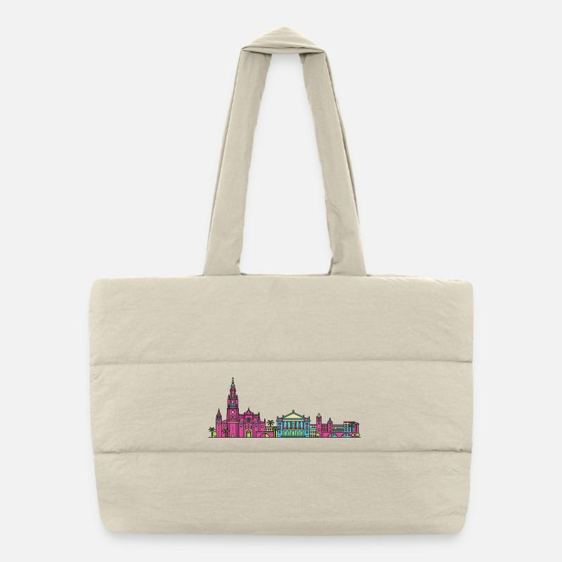 Murcia City Skyline Cathedral Moderne Linienkunst Puffer-Einkaufstasche