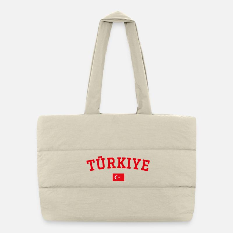 Drapeau de la Turquie en rouge Sac shopping matelassé