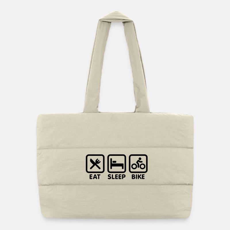 Eat sleep bike Sac shopping matelassé
