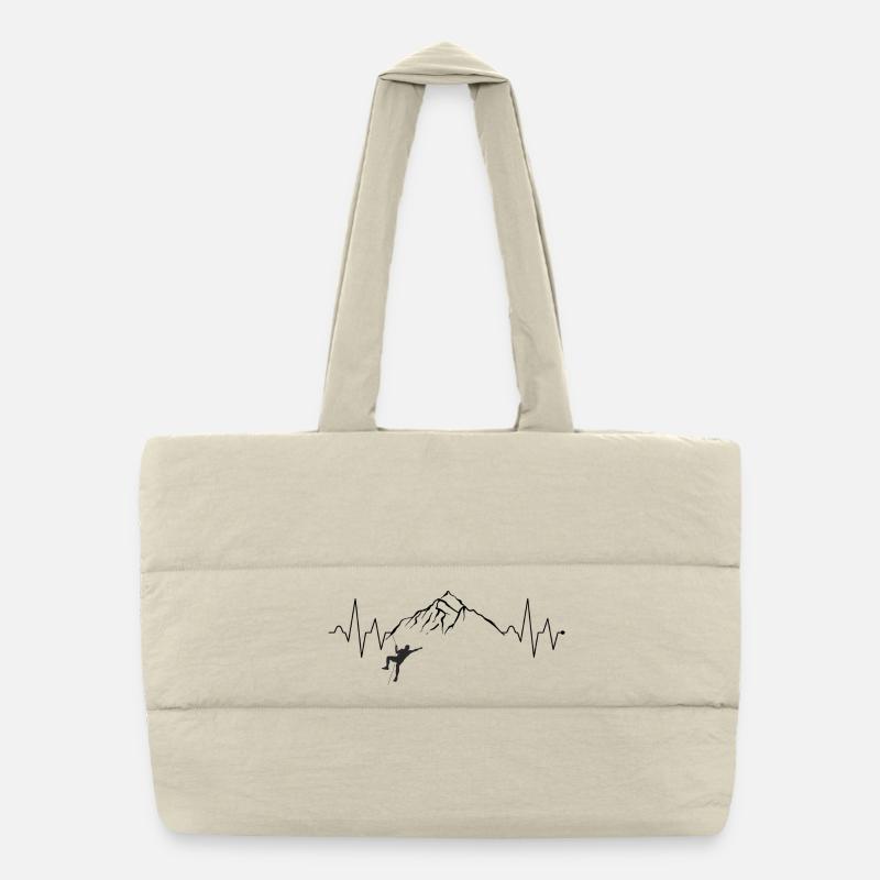 Climber Silhouette Rope Art Puffer Shopping Bag