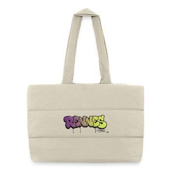 Rennes graffiti lettering with color gradient - Puffer Shopping Bag - natural - Front