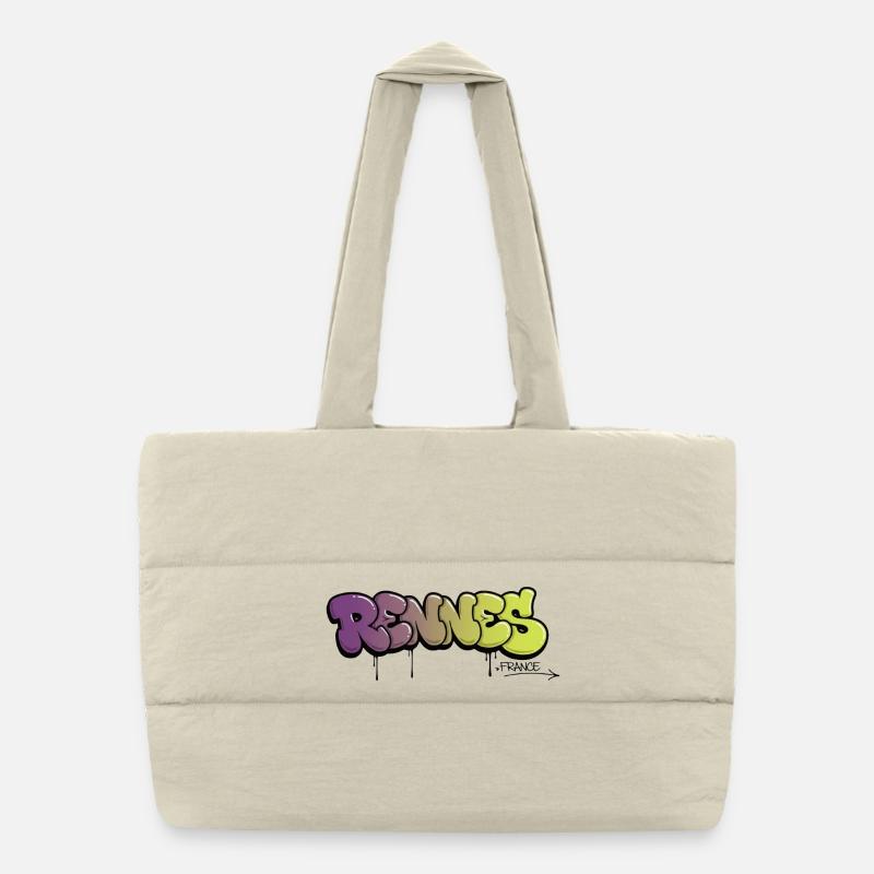 Rennes graffiti lettering with color gradient Puffer Shopping Bag