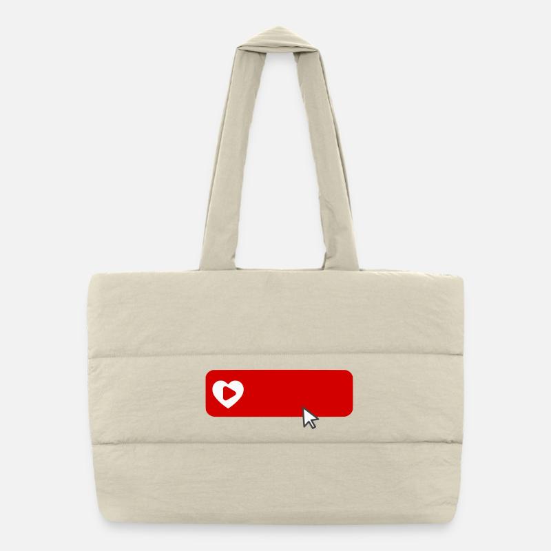 Cool YouTube Inspired Subscribe Flat Icon - Puffer Shopping Bag - natural