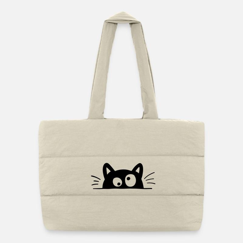 Neugierige Katze - Puffer-Einkaufstasche - Naturweiß