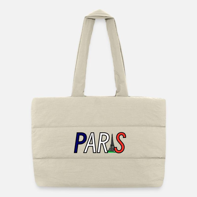 Silhouette parisienne avec jeu de couleurs de la tour Eiffel Sac shopping matelassé