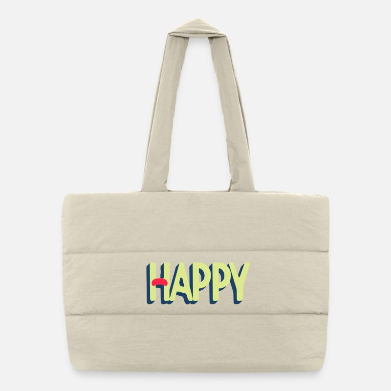 Happy Text Design Puffer-Einkaufstasche