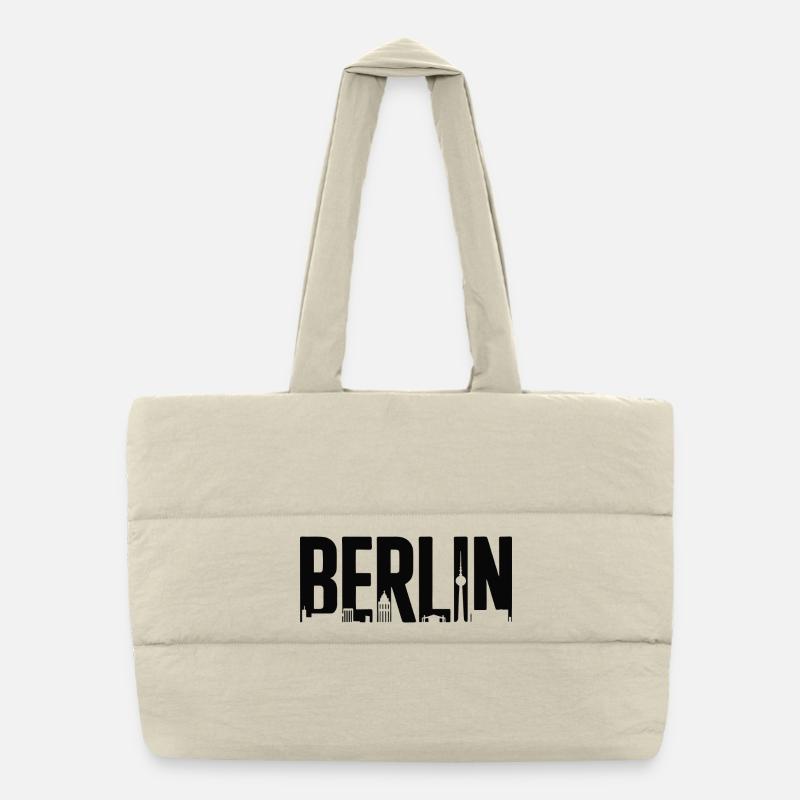 Berliner Skyline-Silhouette - Puffer-Einkaufstasche - Naturweiß