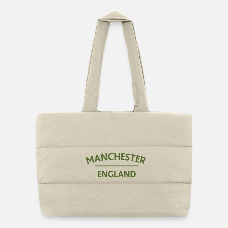 Manchester – England Lyric Design Puffer Shopping Bag