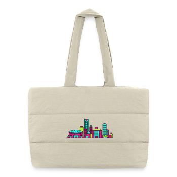 Saitama City Skyline Super Arena Line Art - Puffer Shopping Bag - natural - Front