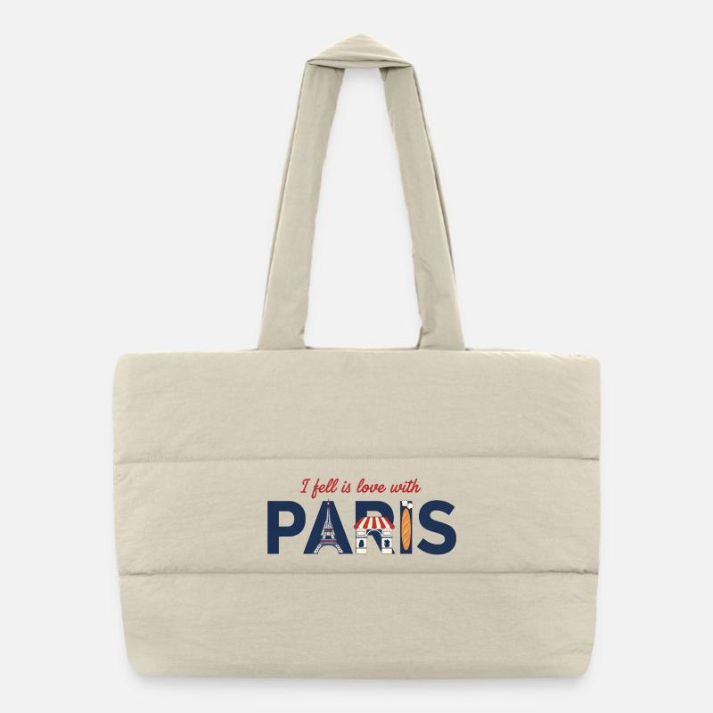 Paris Liebe – Eiffelturm & Baguette Design Puffer-Einkaufstasche