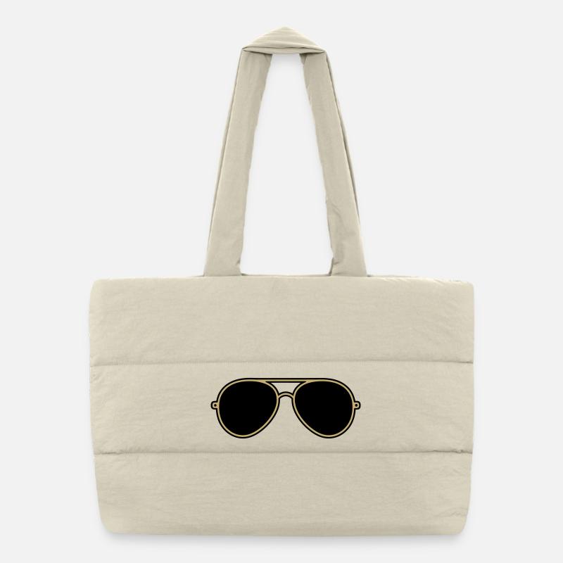 Ikonische goldene und schwarze Fliegerbrille Puffer-Einkaufstasche