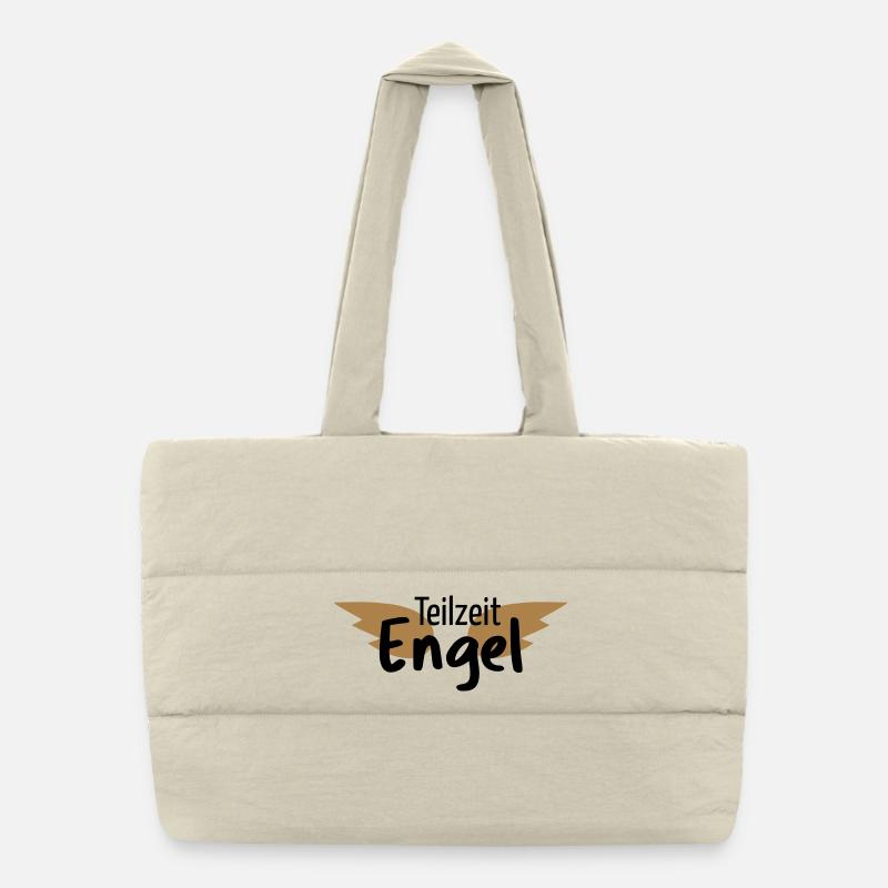 Engel Teilzeitengel Flügel Held Heldin Geschenk - Puffer-Einkaufstasche - Naturweiß