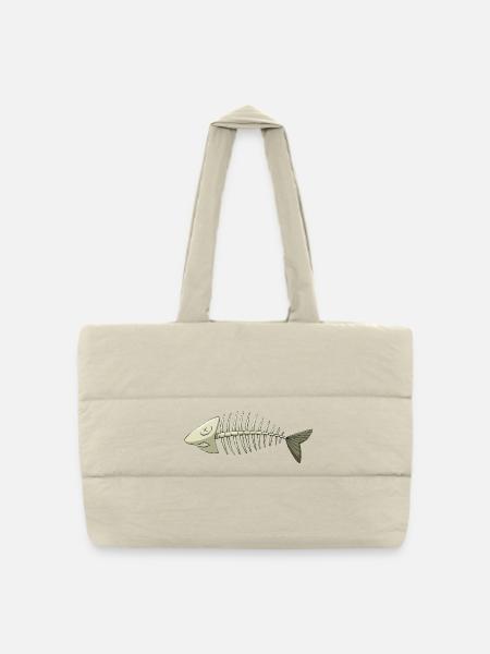 arête de poisson - Sac shopping matelassé - blanc naturel