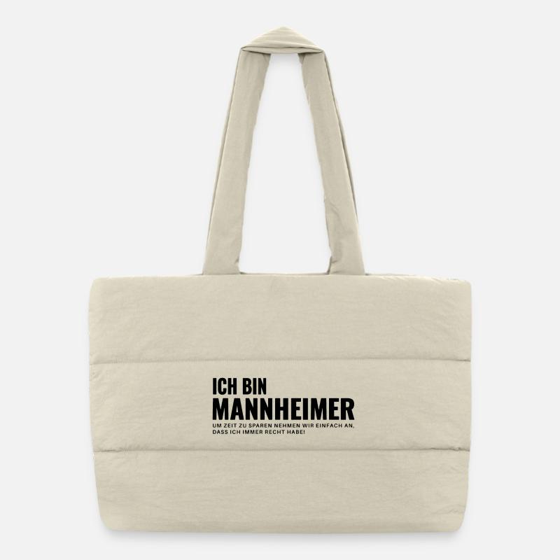 Mannheim Humor Spruch Design - Puffer-Einkaufstasche - Naturweiß