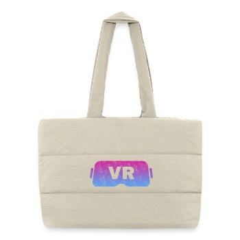 Virtual Reality VR Vintage Gamer Retro Videobrille - Puffer-Einkaufstasche - Naturweiß - Vorne